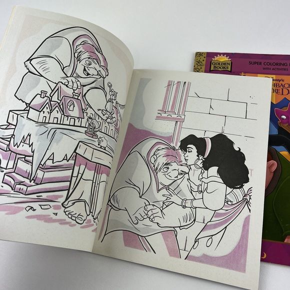 DISNEY Coloring Book Hunchback Notre Dame Paint w Water Lot Golden Book VTG 90s - Picture 7 of 7